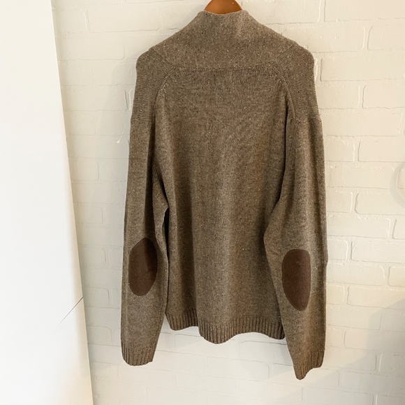 Vintage Men’s Cardigan Shawl collar Kurt Cobain Brown Elbow patches Wool XXL - Picture 13 of 16